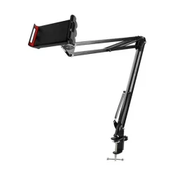  Suport pentru dispozitiv (aluminiu, înclinabil, rotativ 360°, suport de masă, dimensiuni 3.5 - 10.6") NEGRU