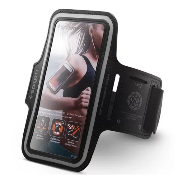 HUSĂ! - Carcasa SPIGEN A700 in picioare (universala, SPORT, bratara, elastic, suport cheie, dimensiune 6.9") NEGRU