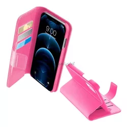   HUSĂ! - Husă CELLULARLINE BOOK AGENDA în picioare, efect piele (FLIP, deschidere laterală, funcție de suport pentru birou, protecție RFID) ROZ Apple iPhone 12 Pro, Apple iPhone 12