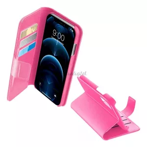 HUSĂ! - Husă CELLULARLINE BOOK AGENDA în picioare, efect piele (FLIP, deschidere laterală, funcție de suport pentru birou, protecție RFID) ROZ Apple iPhone 12 Pro Max