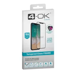   Sticlă de protecție a ecranului 4-OK (clei 3D complet, curbat, adeziv pe toată suprafața, prietenos cu carcasă, rezistent la zgârieturi, 9H) NEGRU Apple iPhone 13 Pro Max