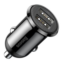   BASEUS GRAIN PRO încărcător auto 2 prize USB (24W, încărcător rapid) NEGRU