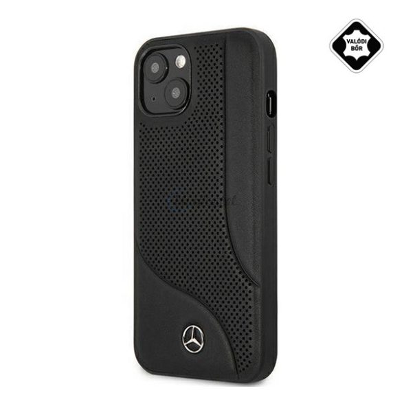 HUSĂ! - Protectie telefon CG MOBILE MERCEDES-BENZ din plastic (spate din piele naturala, perforat, model 3D) NEGRU Apple iPhone 13 mini