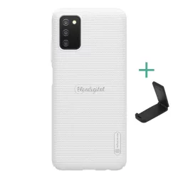   HUSĂ! - Protector de telefon din plastic NILLKIN SUPER FROSTED (cauciucat, suprafață aspră + suport de birou) ALB Samsung Galaxy A03s (SM-A037F)