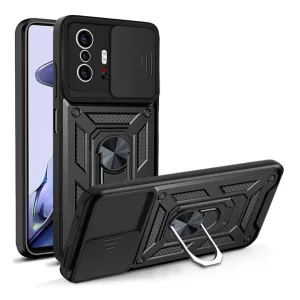 HUSĂ! - Defender protecțiede telefon din plastic (rezistent la impact mediu, interior din silicon, inel suport pentru telefon, protecție pentru cameră) negru Xiaomi 11T, Xiaomi 11T Pro