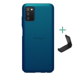   Protector de telefon din plastic NILLKIN SUPER FROSTED (cauciucat, suprafață aspră + suport de birou) ALBASTRU ÎNCHIS Samsung Galaxy A03s (SM-A037F)