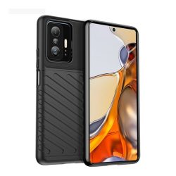   HUSĂ! - Husă silicon pentru telefon (rezistent la impact mediu, cu dungi, model convex) negru Xiaomi 11T Pro, Xiaomi 11T