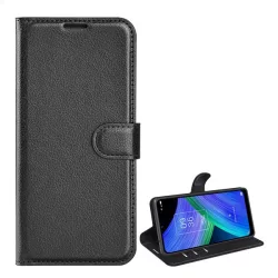   HUSĂ! - Husă stativă cu efect de piele (FLIP, deschidere laterală, funcție de masă, premium) negru TCL 20 R 5G