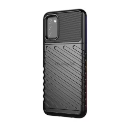   HUSĂ! - Protectie din silicon pentru telefon (rezistenta medie la impact, cu dungi, model convex) NEGRU Samsung Galaxy A03s (SM-A037F)
