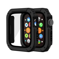   Cadru din plastic (rezistent la impact + sticla protectoare pentru ecran) NEGRU Apple Watch Series 7 45mm