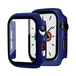   Cadru din plastic (rezistent la impact + sticla protectoare pentru ecran) BLUE INCHIS Apple Watch Series 7 45mm