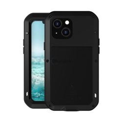   HUSĂ! - LOVE MEI Apărător puternic protecțiede telefon (cadru metalic, rezistent la șocuri extreme, rezistent la cădere, rezistent la praf + Gorilla sticlă) negru Apple iPhone 13 mini