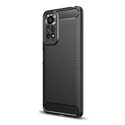   HUSĂ! - Husă silicon pentru telefon (rezistent la impact mediu, călcâi pernă de aer, model de carbon periat) negru Xiaomi Redmi Note 11 Pro