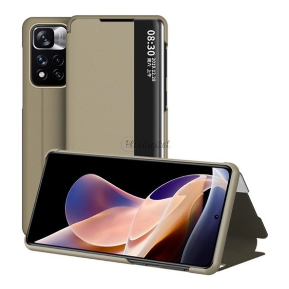 Husă stativă cu efect de piele (FLIP activ, deschidere laterală, suport desktop, ID apelant, fereastră de vizualizare) WINDOWSHIELD Xiaomi Redmi Note 11 Pro Plus 5G