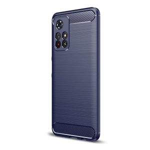 Protector de telefon din silicon (rezistență medie la impact, colț cu pernă de aer, periat, model carbon) ALBASTRU ÎNCHIS Xiaomi Redmi Note 11T 5G, Xiaomi Poco M4 Pro 5G