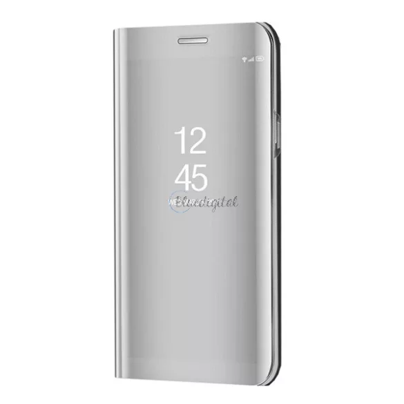 HUSĂ! - Husă în picioare (FLIP activ, deschidere laterală, funcție de suport pentru birou, suprafață oglindă, husă Mirror View) SILVER Samsung Galaxy S22 5G (SM-S901)