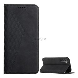   HUSĂ! - Husă în picioare, efect piele (FLIP, deschidere laterală, funcție suport pentru masă, model 3D romb, premium) NEGRU Samsung Galaxy S22 Plus 5G (SM-S906)