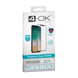   Sticlă de protecție a ecranului 4-OK (3D, curbată, rezistentă la zgârieturi, prietenoasă cu carcasă, cititor de amprente, 9H) NEGRU Samsung Galaxy A03s (SM-A037F)
