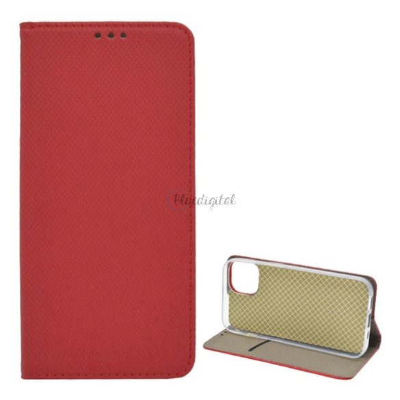 Carcasa in picioare, efect piele (FLIP, deschidere laterala, functie suport de masa, model romb) RED Apple iPhone 13 Pro