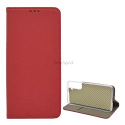   HUSĂ! - Husă în picioare, efect piele (FLIP, deschidere laterală, funcție suport pentru masă, model romb) ROȘU Samsung Galaxy S22 Plus 5G (SM-S906)