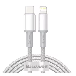   Cablu de date BASEUS (Tip-C - fulger, 20W, încărcător rapid PD, 200cm, anti-rupere) ALB