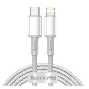 Cablu de date BASEUS (Tip-C - fulger, 20W, încărcător rapid PD, 200cm, anti-rupere) ALB