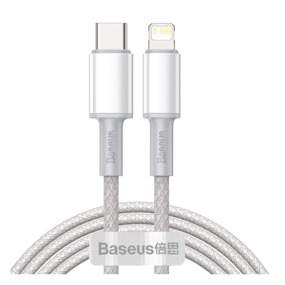 Cablu de date BASEUS (Tip-C - fulger, 20W, încărcător rapid PD, 200cm, anti-rupere) ALB