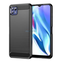   HUSĂ! - Protectie din silicon pentru telefon (rezistenta medie la impact, colt cu perna de aer, periat, model carbon) NEGRU Motorola Moto G50 (XT2137)