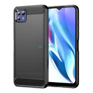 HUSĂ! - Protectie din silicon pentru telefon (rezistenta medie la impact, colt cu perna de aer, periat, model carbon) NEGRU Motorola Moto G50 (XT2137)