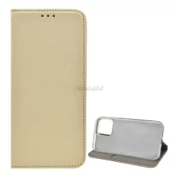   HUSĂ! - Carcasa in picioare, efect piele (FLIP, deschidere laterala, functie suport de masa, model romb) GOLD Apple iPhone 13 Pro