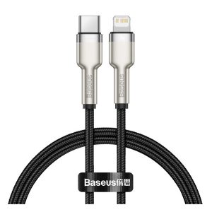 Cablu de date BASEUS CAFULE (Tip-C - fulger, 2.4A, încărcător rapid PD, 25cm, șiret) NEGRU