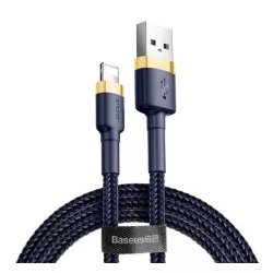   Cablu de date BASEUS CAFULE (USB - lightning, 1.5A, încărcător rapid 3.0, 200cm, șiret) ALBASTRU ÎNCHIS