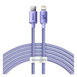   Cablu de date BASEUS CRYSTAL SHINE (Tip-C - fulger, 20W, încărcător rapid PD, 200cm, șiretul) PURPLE