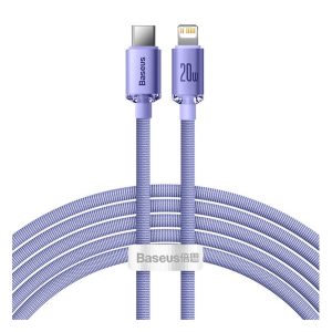 Cablu de date BASEUS CRYSTAL SHINE (Tip-C - fulger, 20W, încărcător rapid PD, 200cm, șiretul) PURPLE