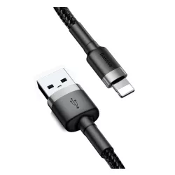   Cablu de date BASEUS CAFULE (USB - lightning, 1.5A, incarcator rapid 3.0, 200cm, siret) NEGRU