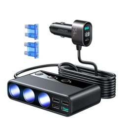   Adaptor pentru brichetă JOYROOM (3 brichete+5 prize USB+Type-C, 154W, încărcător rapid PD 3.0, 100cm, indicator LED) NEGRU