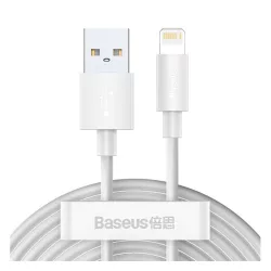   Cablu de date BASEUS WISDOM 2buc (USB - fulger, 20W, încărcător rapid PD, 150cm) ALB