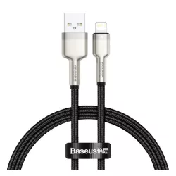   Cablu de date BASEUS CAFULE (USB - fulger, 2.4A, încărcător rapid PD, 25cm, șiret) NEGRU