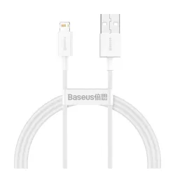   Cablu de date BASEUS SUPERIOR (USB - lightning, 2.4A, încărcător rapid PD, 100cm, anti-rupere) ALB