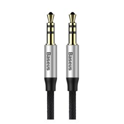   Cablu audio BASEUS YIVEN M30 (mufă de 3,5 mm - mufă de 3,5 mm, 150 cm, șiret) NEGRU