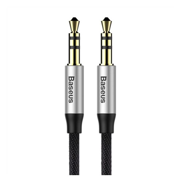 Cablu audio BASEUS YIVEN M30 (mufă de 3,5 mm - mufă de 3,5 mm, 150 cm, șiret) NEGRU