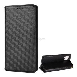   Carcasă în picioare, efect piele (FLIP, deschidere laterală, funcție de suport pentru desktop, model complet romb 3D, premium) NEGRU Samsung Galaxy A42 5G (SM-A425F)