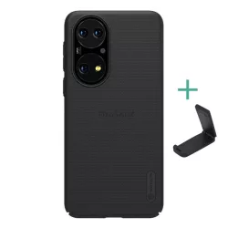   HUSĂ! - Protector de telefon din plastic NILLKIN SUPER FROSTED (cauciucat, suprafata aspra + suport de masa) NEGRU Huawei P50