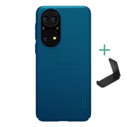   HUSĂ! - Protectie de telefon din plastic NILLKIN SUPER FROSTED (cauciucat, suprafata aspra + suport de masa) ALBASTRU INCHIS Huawei P50