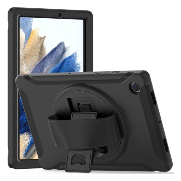 Protecție din plastic pentru telefon Defender (rezistentă la impact mediu, rotativă la 360° + curea de mână) negru Samsung Galaxy Tab A8 10.5 WIFI (2021) SM-X200, Samsung Galaxy Tab A8 10.5 LTE (2021)