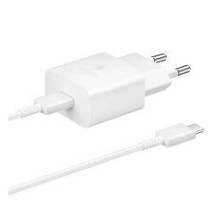   Încărcător SAMSUNG priză tip C (15W, încărcător rapid PD + cablu tip C) ALB