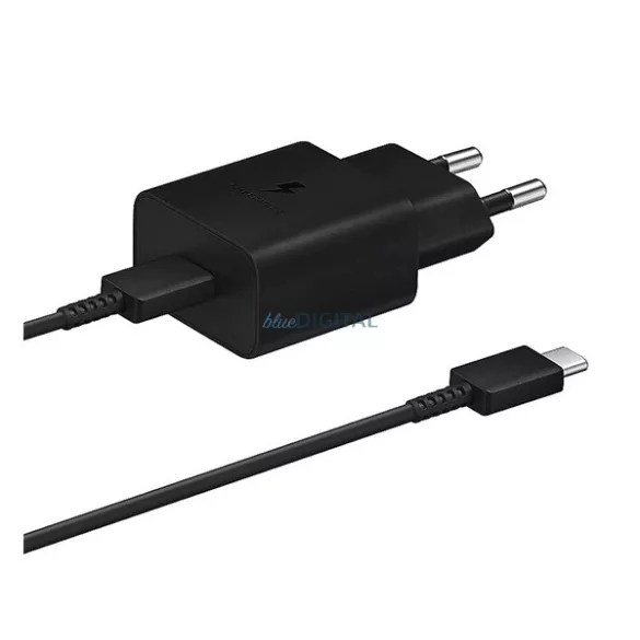 Încărcător de rețea SAMSUNG cu priză Type-C (45W, încărcător rapid PD + cablu Type-C, 180cm) NEGRU