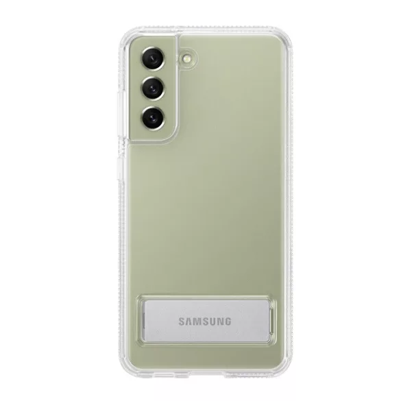 HUSĂ! - Protector de telefon din plastic SAMSUNG (dublu strat, cauciucat, functie de suport de birou) TRANSPARENT Samsung Galaxy S21 FE (SM-G990)