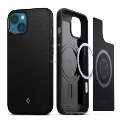   HUSĂ! - SPIGEN MAG Silicone Phone Protector (mat, rezistent la impact, cu dungi, MagSafe) BLACK Apple iPhone 13 mini