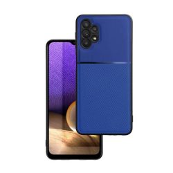   HUSĂ! - Protectie din plastic pentru telefon (cadru din silicon, rezistenta medie la impact, placa metalica incorporata, spate cu efect piele, model in dungi) ALBASTRU INCHIS Samsung Galaxy A32 4G (SM-A325)